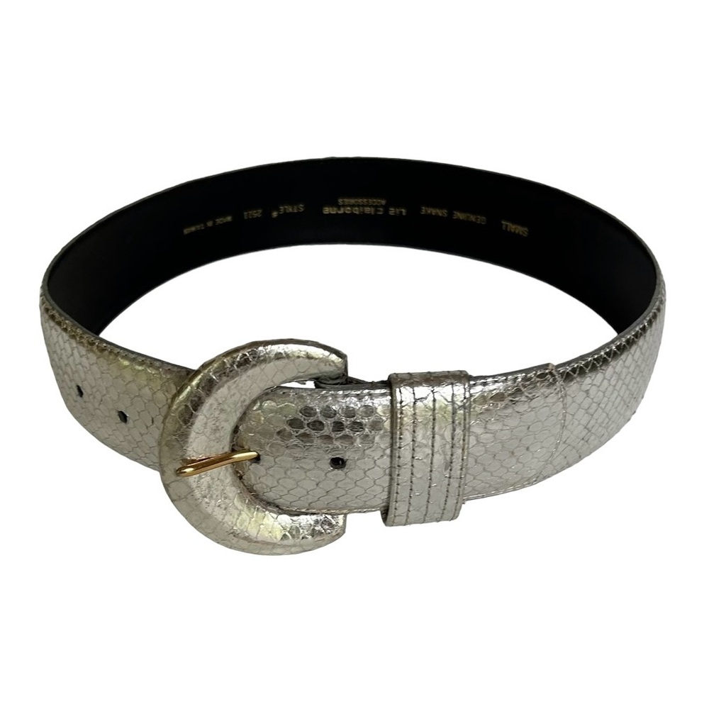 Vintage Liz Claiborne Belt Small Silver Genuine Snake Skin Textured 31” Long